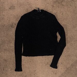 Forever 21 Black Textured Long Sleeve Top